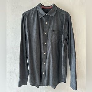 Hurley long sleeve Grey button up shirt size large